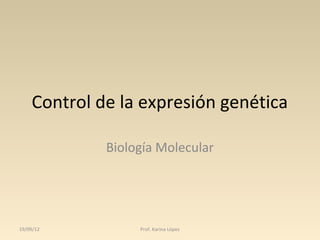 Control de la expresión genética

             Biología Molecular




19/09/12          Prof. Karina López
 