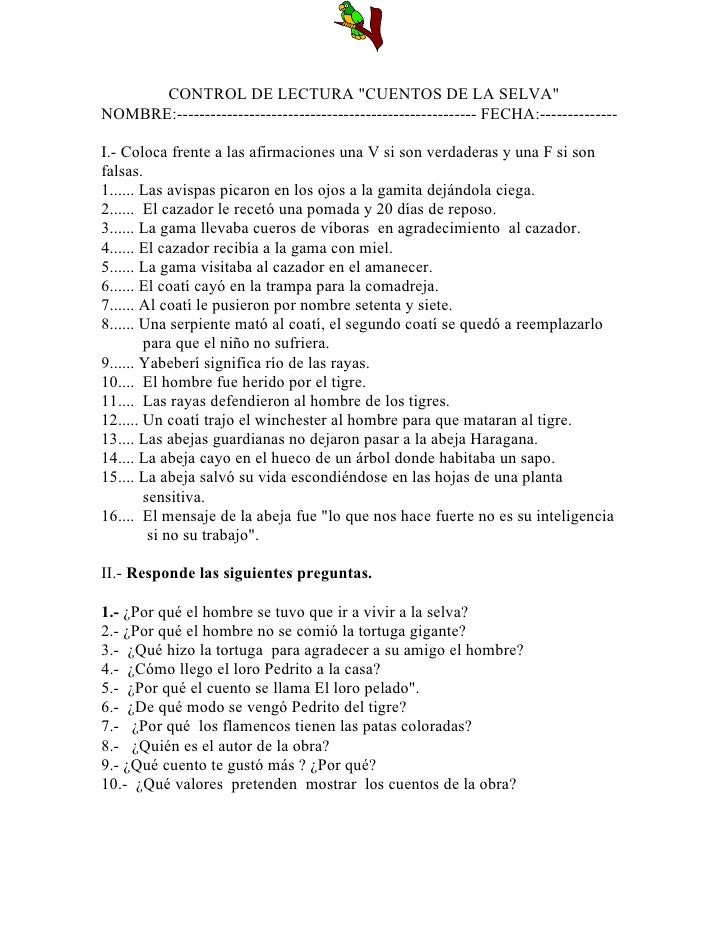 Control De Lectura Cuentosdelaselva
