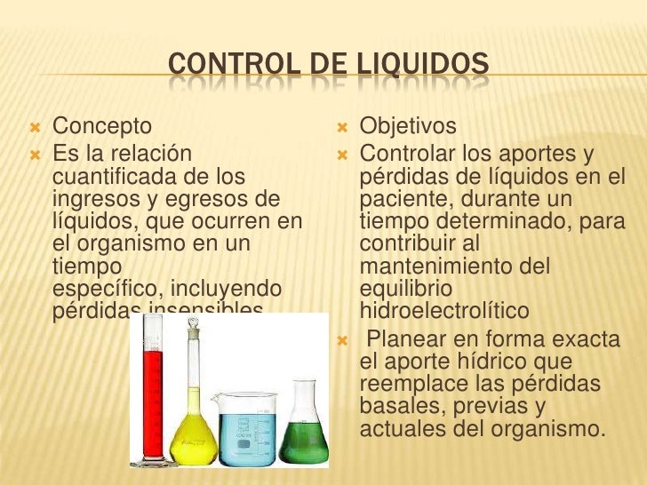 Resultado de imagen para control de liquidos