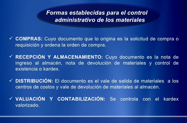 Control de materiales