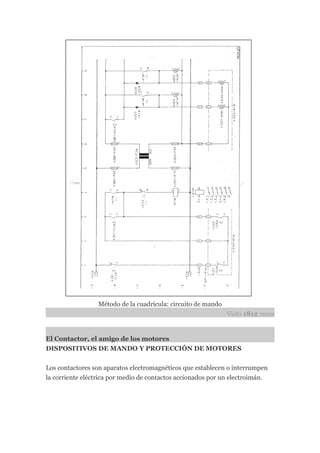 Método de la cuadrícula: circuito de mando
                                                              Visto 1812 veces


El Contactor, el amigo de los motores
DISPOSITIVOS DE MANDO Y PROTECCIÓN DE MOTORES


Los contactores son aparatos electromagnéticos que establecen o interrumpen
la corriente eléctrica por medio de contactos accionados por un electroimán.
 