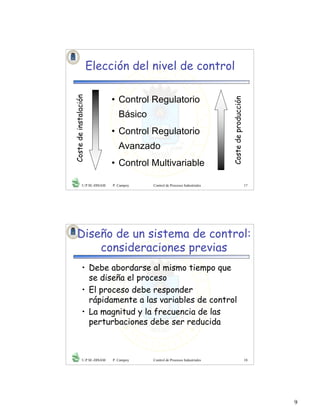 Introducción al Control de procesos industriales, impartido por la ...
