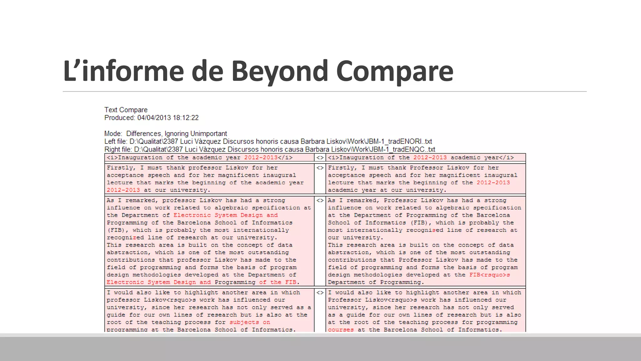 L’informe de Beyond Compare
 