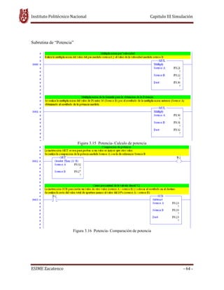 Instituto Politécnico Nacional Capitulo III Simulación
ESIME Zacatenco - 64 -
Subrutina de “Potencia”
Figura 3.15 Potencia- Calculo de potencia
Figura 3.16 Potencia- Comparación de potencia
 