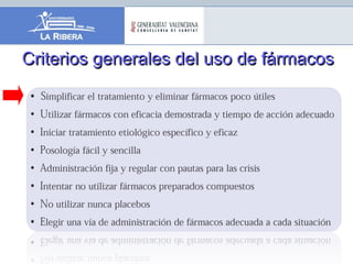Criterios generales del uso de fármacosCriterios generales del uso de fármacos
 