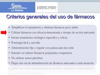 Criterios generales del uso de fármacosCriterios generales del uso de fármacos
 