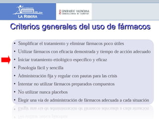 Criterios generales del uso de fármacosCriterios generales del uso de fármacos
 