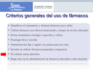Criterios generales del uso de fármacosCriterios generales del uso de fármacos
 