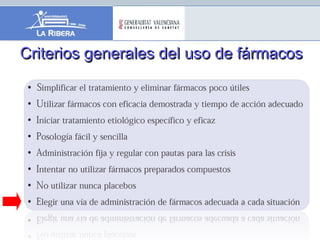 Criterios generales del uso de fármacosCriterios generales del uso de fármacos
 