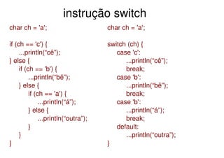 Controle de Fluxo, Exceções, Assertivas