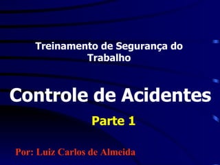 Treinamento de Segurança do Trabalho Controle de Acidentes Parte 1 Por: Luiz Carlos de Almeida 
