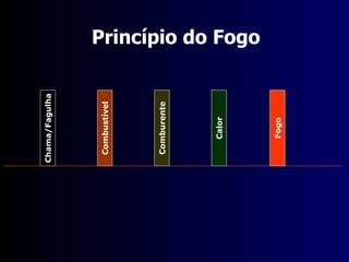 Chama/Fagulha Combustível Comburente Calor Fogo Princípio do Fogo 