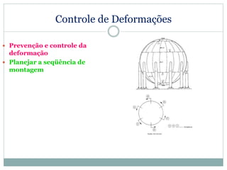 Controle de Deformações
 Prevenção e controle da
deformação
 Planejar a seqüência de
montagem
 