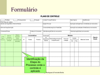 Diego Rodrigues & Franciele Borba
Formulário
Identificação da
Etapa do
Processo onde o
controle é
aplicado
 