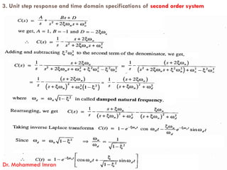 3. Unit step response and time domain specifications of second order system
Dr. Mohammed Imran
 