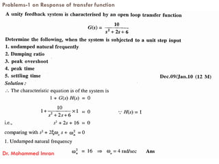 Problems-1 on Response of transfer function
Dr. Mohammed Imran
 