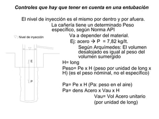 Controles que hay que tener en cuenta en una entubación
El nivel de inyección es el mismo por dentro y por afuera.
La cañe...