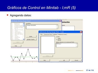 57 de 116
Gráficos de Control en Minitab - I;mR (5)
 Agregando datos:
 