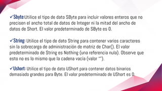 Sbyte Controles y datos de visual basic | PPTX