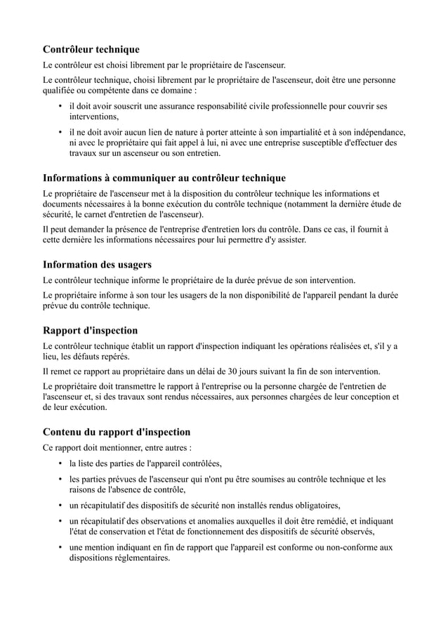 Controle technique ascenseur PDF