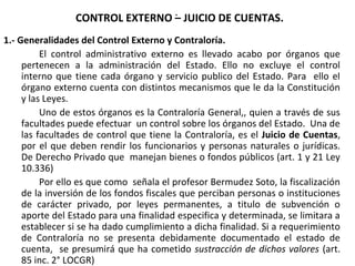 Control externo. juicio de cuentas | PPT