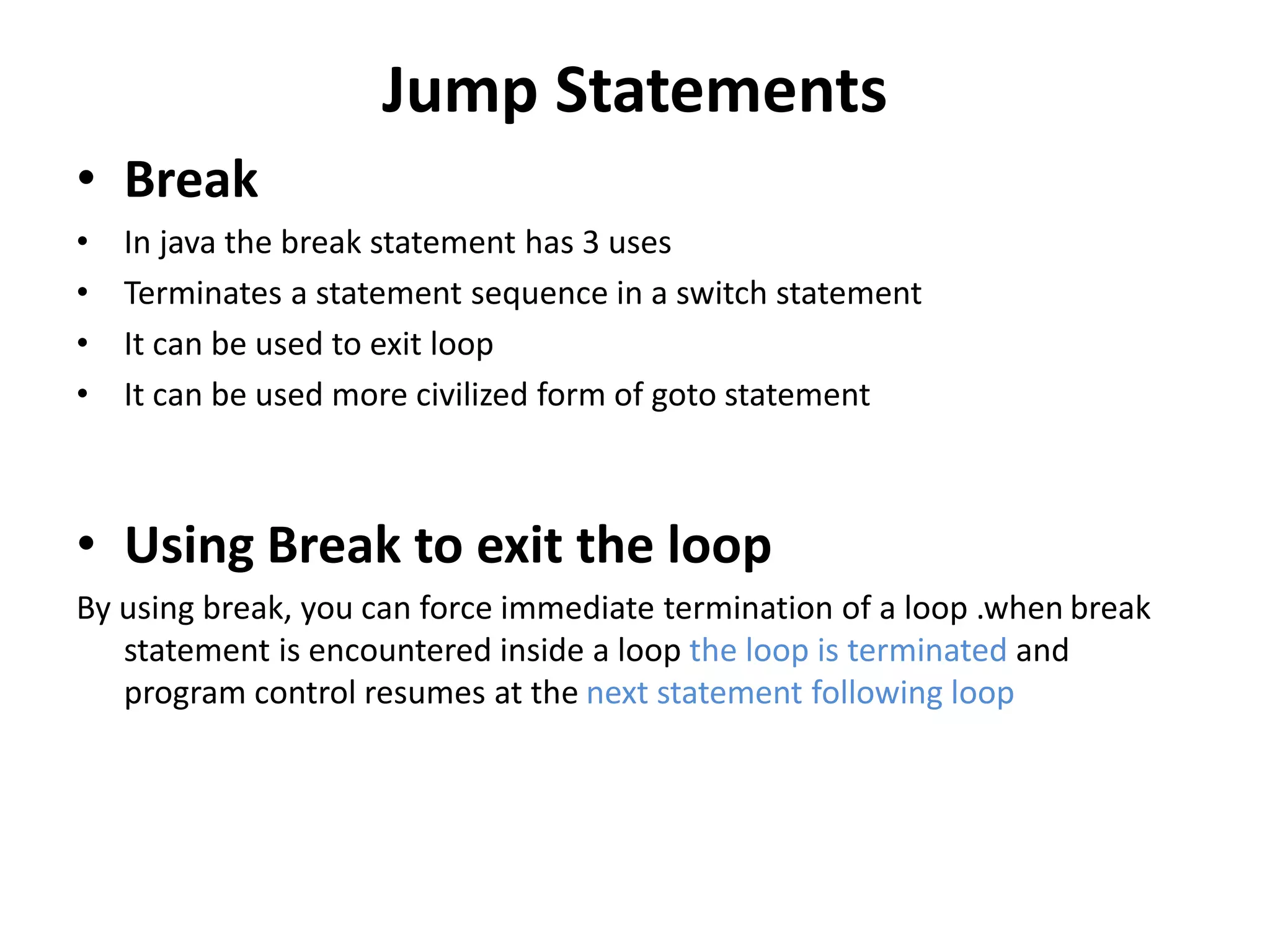 Control flow statements in java | PPTX | Programming Languages | Computing