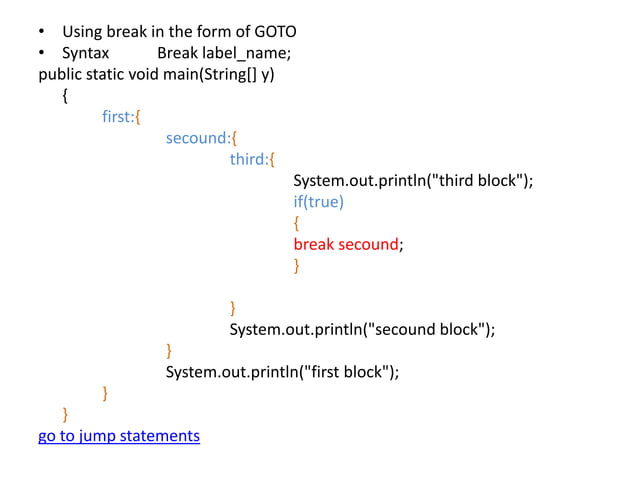 Control flow statements in java | PPTX | Programming Languages | Computing