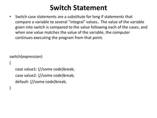 Control flow statements in java | PPTX | Programming Languages | Computing