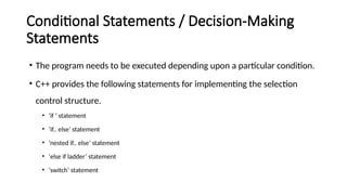 Control Flow Statements in Programming in C++ | PPTX