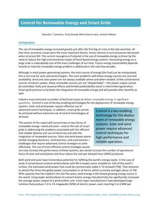 Control For Renewable Energy & Smart Grids | PDF