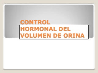 CONTROL
HORMONAL DEL
VOLUMEN DE ORINA
 
