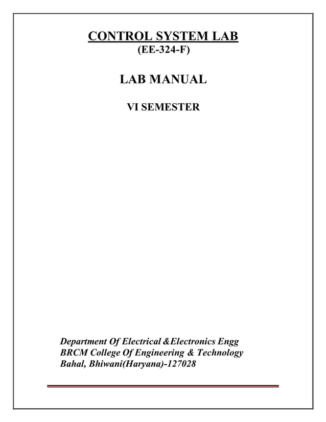 CONTROL SYSTEM LAB MANUAL PDF