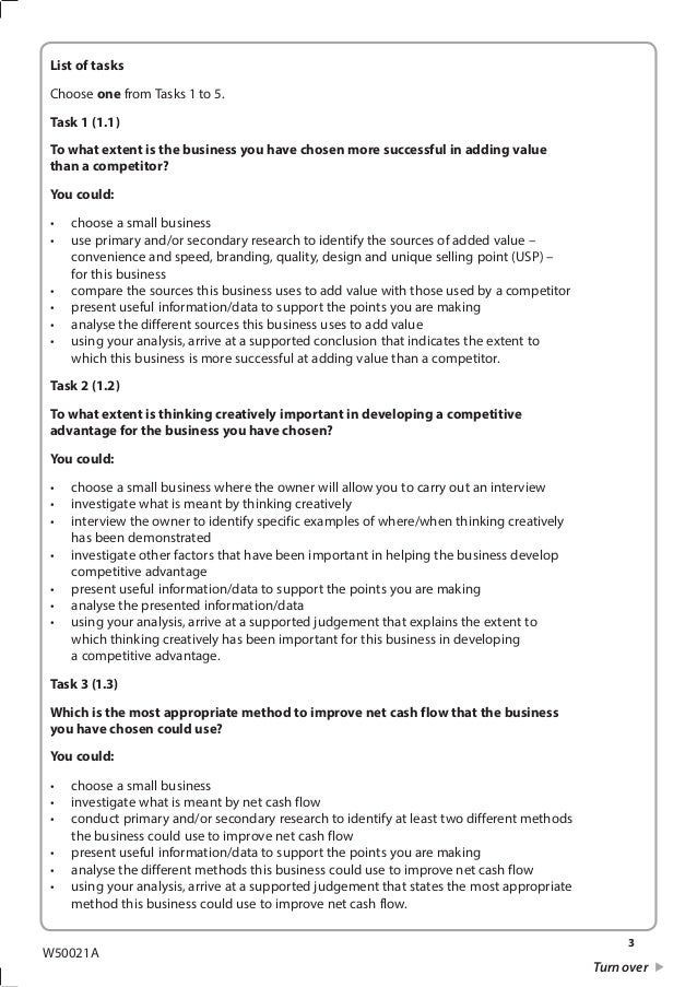 Business as coursework