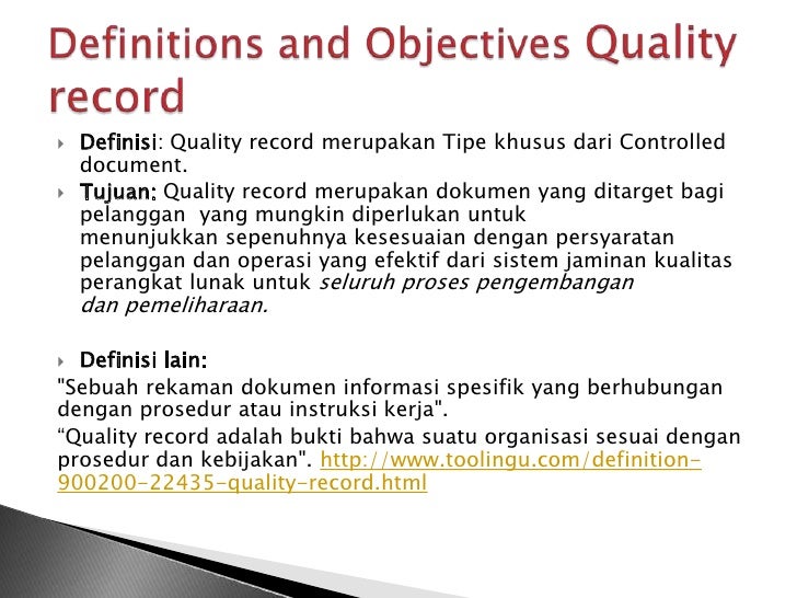 Controlled document and quality records