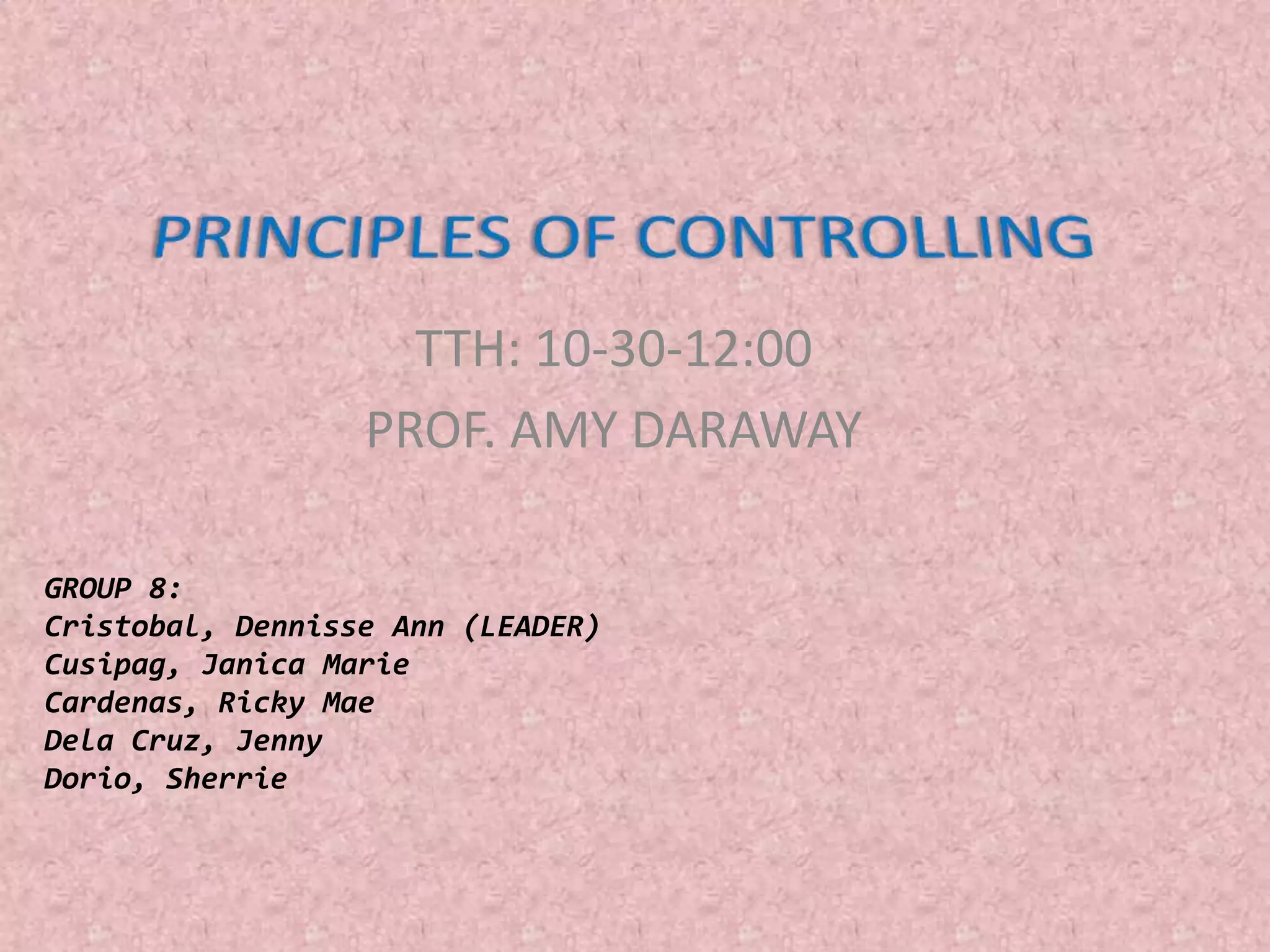 Controlling (Principles of Management) | PPTX