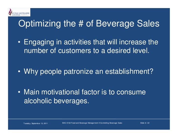 Controlling beverage sales