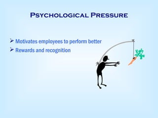 Psychological Pressure
 Motivates employees to perform better
 Rewards and recognition
 