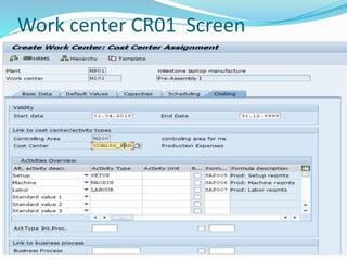 Work center CR01 Screen
 
