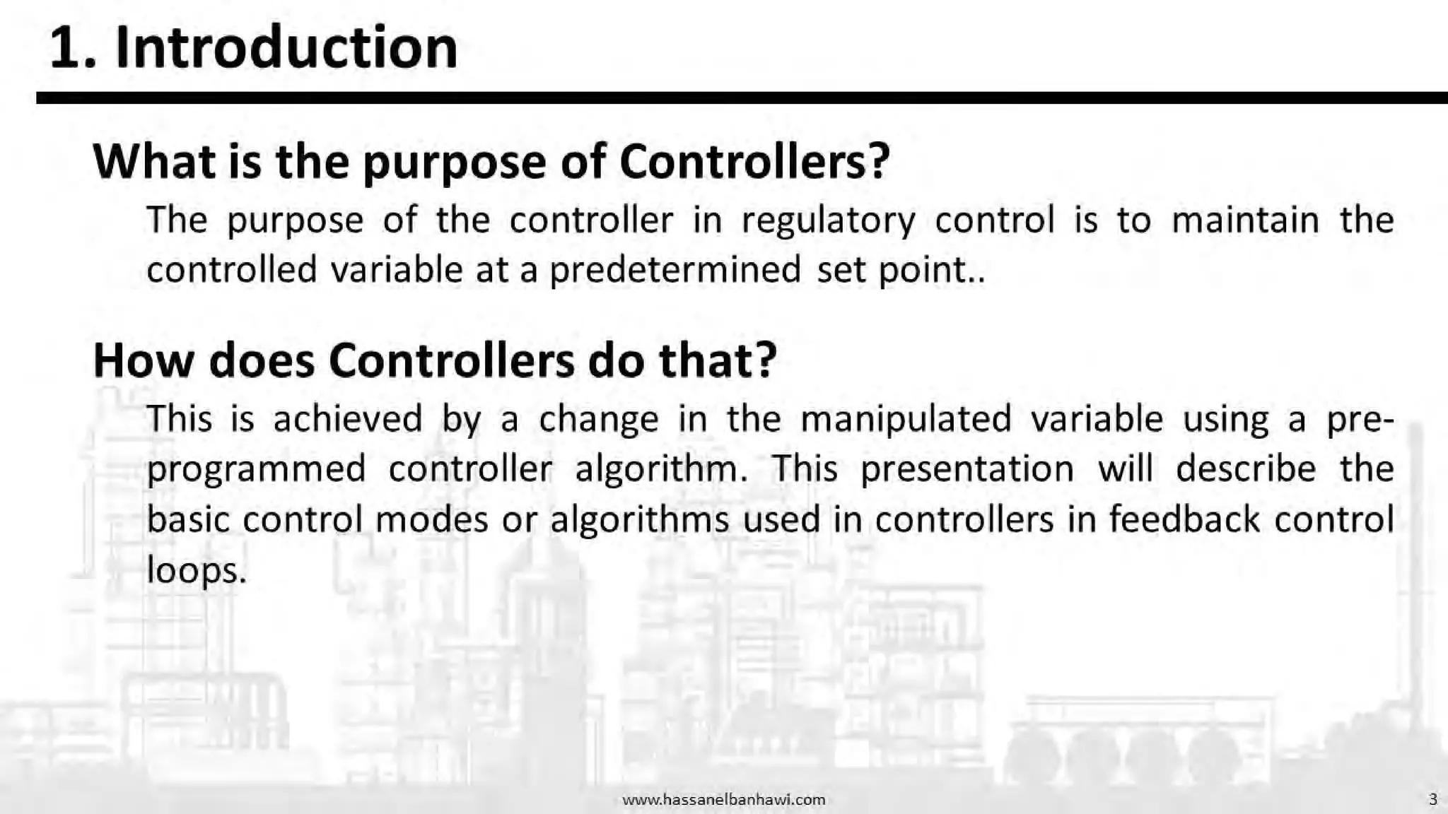 Process Control Presentation on control modes, Proportional, Integral ...