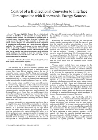 Control of a Bidirectional Converter to Interface Ultracapacitor with ...