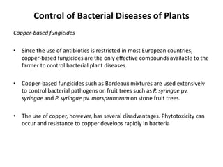 Control of Bacterial Diseases of Plants
Copper-based fungicides
• Since the use of antibiotics is restricted in most Europ...