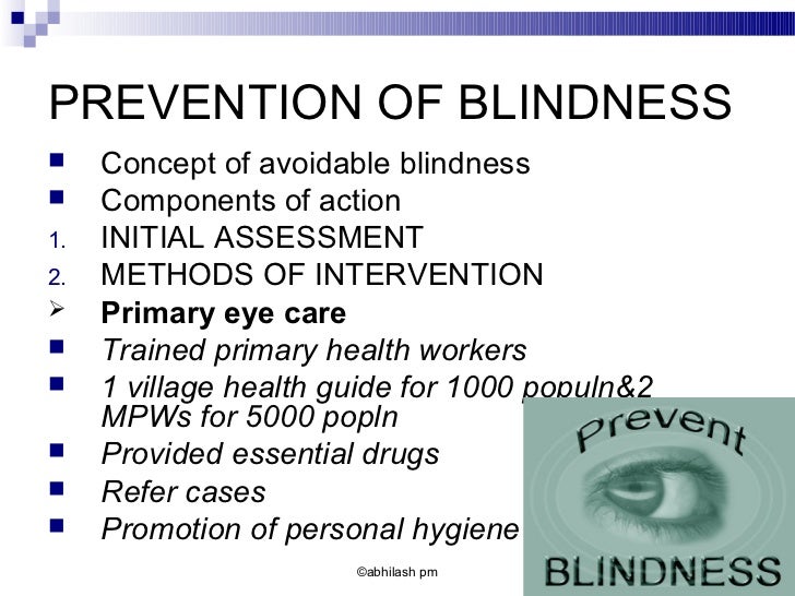 Control Of Blindness