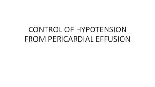 CONTROL OF HYPOTENSION
FROM PERICARDIAL EFFUSION
 