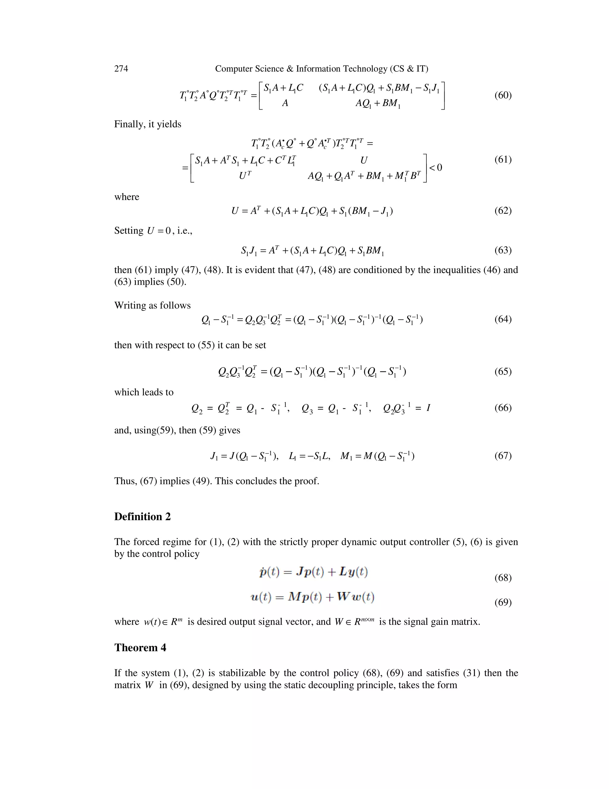 Control of linear systems using | PDF