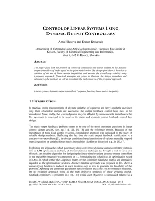 Control of linear systems using | PDF