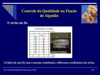 146Por: Constantino Monteiro Alves, Eng. Têxtil
Controle da Qualidade na Fiação
de Algodão
Atrito do fio
Gráfico de um fio com a mesma resistência e diferentes coeficientes de atrito.
 