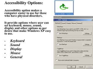 Windows Xp Accessibility Icon Control panel 07 | PPT