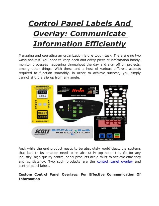 Control panel labels and overlay communicate information efficiently