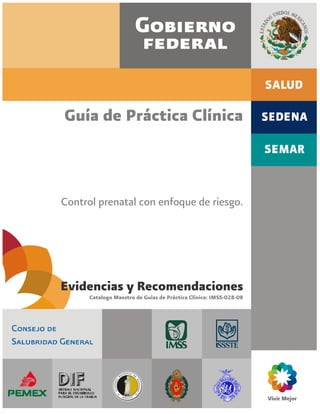 Guía de Práctica Clínica
Control prenatal con enfoque de riesgo.
Evidencias y Recomendaciones
Catalogo Maestro de Guías de Práctica Clínica: IMSS-028-08
 