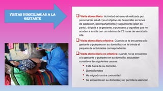 VISITAS DOMICILIARIAS A LA
GESTANTE
 